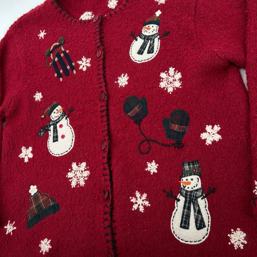 Vintage y2k womens Croft & Barrow Ugly Knit Button Up Cardigan Christmas Sweater - Picture 2 of 6